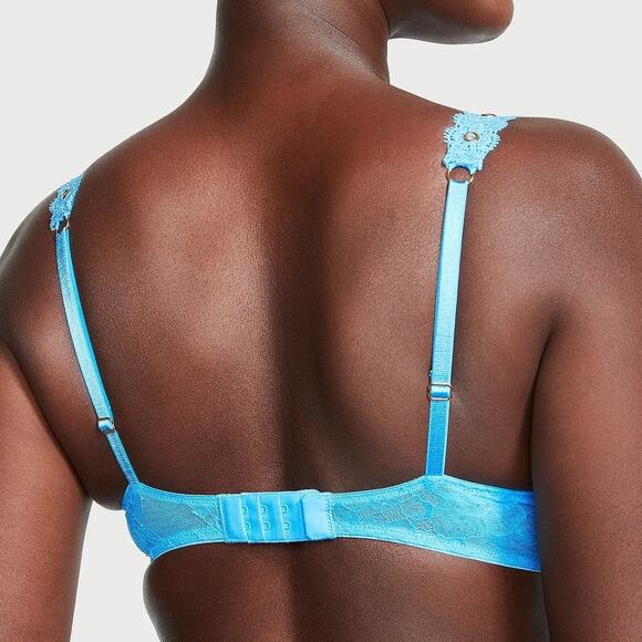 Victoria's Secret Very Sexy Rose Lace & Grommet Push-Up Bra Capri Blue 36F NEW - Picture 5 of 9